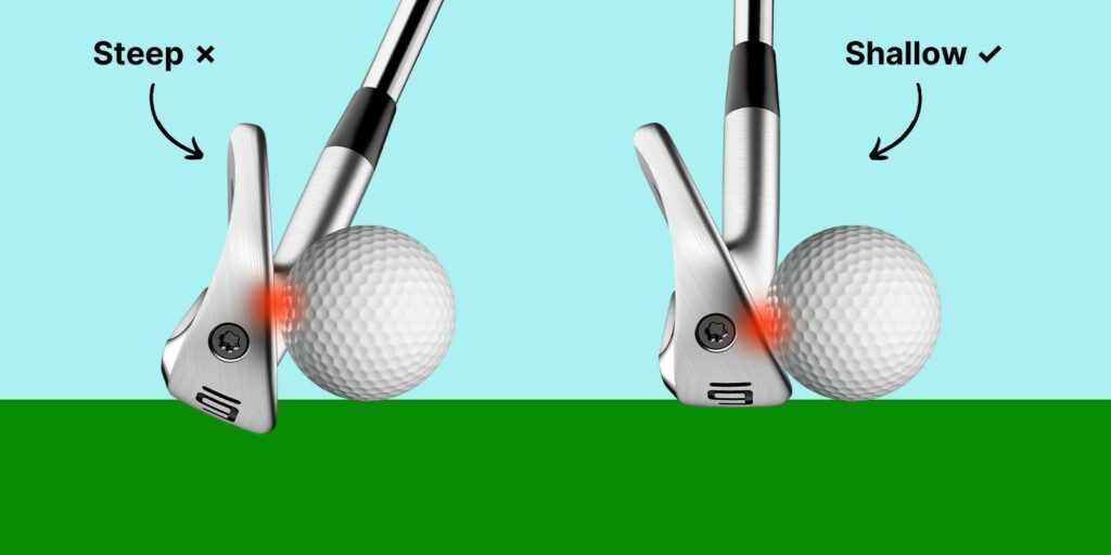 steep vs shallow swing path with irons